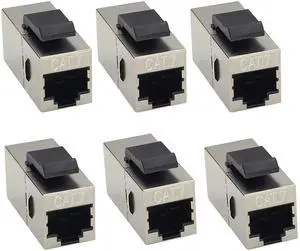 BUCIER Cat7 Keystone Wall Plate Coupler RJ45 Keystone Jack Inline Coupler 10Gbps Cat7 Female to Female Keystone Jack Shielded Rj45 Jack for Cat7, Cat6, Cat6A, Cat5e, Cat5 Cabling(6Pack/CAT7)