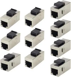 BUCIER CAT7 Ethernet Panel Coupler RJ45 Keystone Female Coupler Shielded High-Speed Ethernet Wiring Board Connection,for Computers,Monitor Compatible with CAT7/Cat6/Cat5 Plug-in Cables.(10Pack/CAT7)