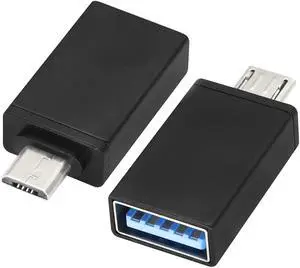 BUCIER OTG Micro to USB Adapter, Aluminum Alloy Micro USB Male to USB 2.0 A Female OTG (On The Go) Adapter for Android Smartphone Tablets More USB and Micro Devices (2 Pack-Black)