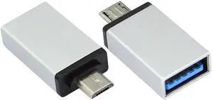 BUCIER 2-Pack OTG Micro to USB Adapter, Aluminum Alloy, Silver
