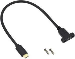 BUCIER USB Type C 3.1Panel Mount Adapter Cable USB-C 3.1 Gen2 10Gbps Male to USB C Female Panel Mount Screw Cable,Supports Charging,Data,Audio,Video Cable for Laptop,Tablet,Mobile Phone(0.3M/1ft)