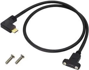 BUCIER 90 Degree 3.1Type C Cable10Gbps Right & Left Angle USB 3.1 Type C Male to Female Panel Mount Cable,Supports Charging,Data,Audio,Video Cable Compatible Samsung S10 S9 S8,MacBook(0.6M/2ft)