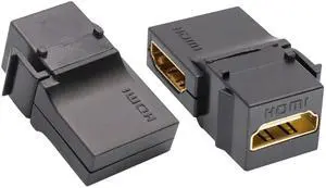 BUCIER 90 Degree HDMI Keystone Coupler, Gold Plated 90 Degree HDMI Keystone Jack Insert Female to Female 3D 4K Coupler Adapter for Wall Plate (Black/2 Pack)