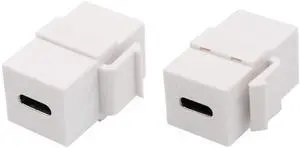 BUCIER USB C Keystone Jack Adapter USB 3.1 Type-C Female to Female Keystone Insert Socket Coupler Adapter for Wall Plate Outlet Panel (White/2 Pack)