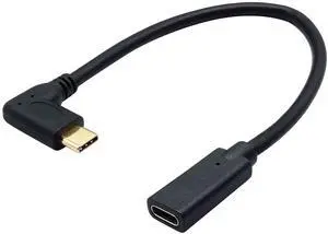 BUCIER 90 Degree USB 3.1 Type C Male to Female Gen 2 (10Gbps) Connector Extension Cable, Supports Charging, Data, Audio, Video Cable for New MacBook Pro 2017, Type-C Devices (20cm-M/F)