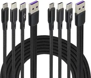 BUCIER 2Pack/4Ft 3 in 1 USB 2.0 A Splitter Cable USB A 2.0 Male to Dual Type C Male+Micro USB Male Charge Cable Fast Charge,Compatible for Most Mobile Phones and Tablets Devices(Black-2Type C+1Micro)