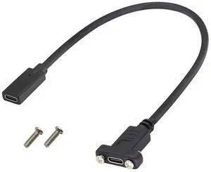 BUCIER 3.1Type C to USB C Panel Mount Screw Cable Gen 2 (3A) USB 3.1 Type C Female to Female Panel Mount Cable, Supports Charging,Data,Audio,Video Cable for Laptop,Tablet,Mobile Phone(0.3M/1ft)