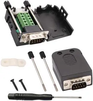 BUCIER DB9 Screw Terminal Block Adapter D-SUB 9-pin RS232 Male to 9+1 Pin/Way Female Serial Terminal Breakout Board Connector Signal Module with case (2Pcak/Male)