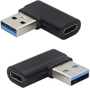 BUCIER 90 Degree USB C Female to USB 3.0 Male Adapter Right Angle USB Type C to USB 3.0 A Converter On The Go(OTG) for PC,Laptops,Power Banks,Chargers More USB and Type-C Devices (2 Pack-Black)