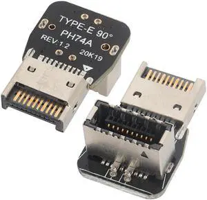 BUCIER 2Pack Right Angle Up USB 3.1 Type-E Header Front Panel Adaptr 90 Degree 10Gbps USB 3.1 Type-E Male to Female Front Panel Internal Power Connector for Motherboard.(Type-E/Up)