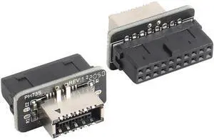 BUCIER 2Pack USB 3.0 19 Pin Header to USB 3.1 Type-E 20 Pin Header Front Panel Adapter USB 3.0 19 Pin Female to 20 pin Type E 3.1 Female Front Panel Header Connector for Computer Motherboard.(19Pin)