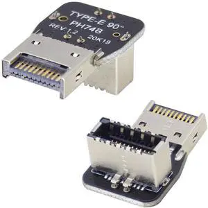BUCIER 2Pack 90 Degree USB 3.2 Front Panel Internal Connector Down-Right Angle Type-E USB 3.1 Female to Male Front Panel Socket Adapter for Type-E Motherboard Extension Data Adapter(Type-E/Down)