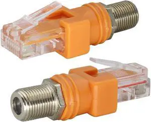 BUCIER RF Female to RJ45 Male Ethernet Coaxial Barrel Converter Adapter,RF to RJ45 Converter for Most line Tester,line Detector,line Finder and Other Detection Equipment.(2 Packs/Female-Male)