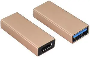 BUCIER USB 3.0 to Type C Adapter Female USB Type C to Male USB 3.0 A Converter for USB Port PC,Laptops,Power Banks,Chargers and Type-C Port U-Disk,Smart Phone,Data Cable Etc(Champagne Gold-2 Pack)