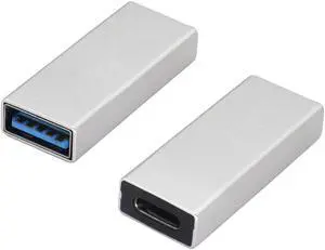BUCIER USB 3.0 to USB C Converter USB Type C Female to USB 3.0 A Male Adapter 5Gbps Support Data Sync and Charging for USB Port PC,Power Banks and Type-C Port U-Disk,Smart Phone Etc.(2 Pack-Silver)