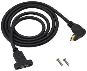 BUCIER90 Degree USB 3.1 Type C Panel Mount Cable Gen 2 Up&Down Angle Type C 3.1 Female Panel Mount to Male Cable,Supports Charging,Data,Audio,Video Cable for Samsung Note10,MacBook Air(1M/3ft)