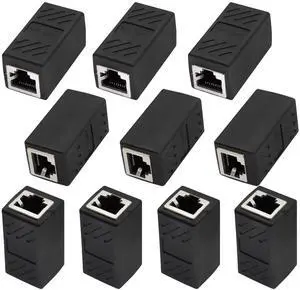 BUCIER RJ45 Cat6 Adapter Ethernet Cable Extender Cat6 Female to Female Inline Network Cable Coupler Cat6 Cat5 Cat5e Ethernet Coupler Adapter (Black-10Pack)