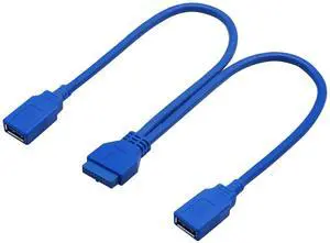 BUCIER 20 Pin Y Splitter Cable Dual Port USB 3.0 A Female to 20 Pin Female Motherboard Header Cable for USB Ports Directly to Computer Motherboard Backward Compatible with USB 2.0/1.0 (30cm-USB F)