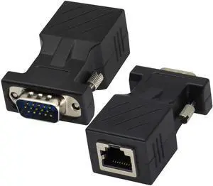 BUCIER VGA to RJ45 Adapter,RJ45 Female to VGA 15-Pin Male Port Cat5 Cat6 Cat7 Ethernet Support 720P, 1080I, 1080P Video Transmission for Multimedia Video (2Pack-Male) BUCIER VGA to RJ45 Adapter,RJ45 Female to VGA 15-Pin Male Port Cat5 Cat6 Cat7 Ethernet Support 720P, 1080I, 1080P Video Transmission for Multimedia Video (2Pack-Male)