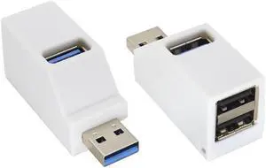BUCIER USB 3.0 Hub Splitter 3-Port Portable USB Expander 1 Male to 2 USB2.0 A + 1 USB-3.0-A Female Charging&Data Transfer Adapters for Laptop,Mice,Car,Mac Pro,iMac,MacBook and More.(2Pack/White)