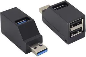 BUCIER 3-Port USB- A 3.0 Hub USB 3.0 A Male to 1 USB-3.0-A and 2 USB2.0 A Female Ports Splitter Adapter for Laptop, Car, Keyboard, Mobile Hard Disk, U Disk, Camera, Mouse, etc(2 Pack/Black)