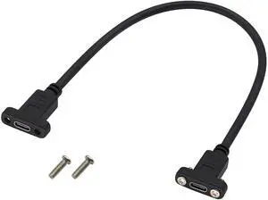 BUCIER USB C to 3.1Type C Panel Mount Screw Cable Gen 2 (3A) USB 3.1 Type C Female to Female Panel Mount Cable, Supports Charging,Data,Audio,Video Cable for Laptop,Tablet,Mobile Phone(0.3M/1ft)