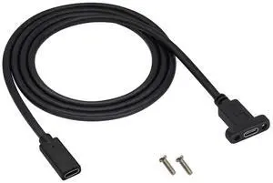 BUCIER 3.1 Type c to Type c Screw Hole Cable Gen 2 USB 3.1 Type C Female Cable with Dual Panel Mount Screw Hole Supports Charging,Data,Audio,Video Cable for Samsung Note10,MacBook Air(1M/3ft)