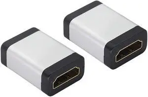 BUCIER HDMI Adapter 4K HDMI Connector Female to Female Coupler,Aluminum Alloy HDMI Extender,with 4K@60hz,3D and HDR for HD TV,Computer,PC,Monitor,Laptop,Projector,DVD Player,PS 4/3(2Pack/Silver)