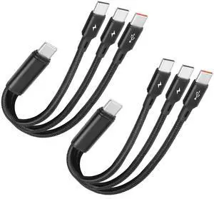 BUCIER USB C Splitter Cable,USB C Male to 3 Type-C Male Charging Cable,3 in 1 Nylon Braided Charging Cord, 5A Fast Charging,Compatible with Mobile/Android and More (2Pack 0.2M)