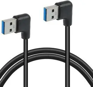 BUCIER USB to USB Cable,USB 3.0 A to A Male Cable Double End USB Cord Compatible with Hard Drive Enclosures, DVD Player, Laptop Cool-60CM (Black - Left Angle to Left Angle)
