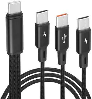 BUCIER USB C Splitter Cable,USB C Male to 3 Type-C Male Charge Cable,3 in 1 Nylon Braided Charging Cord with 3x1.2m Cable, 5A Fast Charge,Compatible with Mobile/Android and More 3.9FT-1.2M