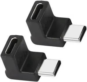 BUCIER 90 Degree USB-C Male to Female Adapter,Up&Down Angle USB 3.1 Type C Gen 2 (10Gbps) Connector,Support Charging Data Transmission,for Laptop,Tablet,Mobile Phone-2Pack