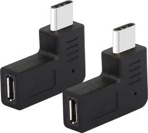 BUCIER Right Angle USB C to Micro USB Adapter, 90 Degree Type C Male to Micro 5pin USB Female Charging and Data Transfer Connector Converter Adapter - 2 Pcs/Black