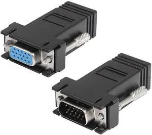BUCIER VGA Extender Over Ethernet Adapter, VGA to RJ45 Signal Extender Adapter, VGA 15-Pin Male/Female to RJ45 Female Extender Transmission Over CAT5 CAT6 Ethernet Cable -2pack BUCIER VGA Extender Over Ethernet Adapter, VGA to RJ45 Signal Extender Adapter, VGA 15-Pin Male/Female to RJ45 Female Extender Transmission Over CAT5 CAT6 Ethernet Cable -2pack