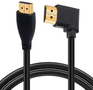 BUCIER 4K HDMI Cable 1.4,90 Degrees Angle HDMI Male to Male Cable 4k@30Hz,Gold-Plated Connector,Support ARC, 3D, Ethernet,for HD TV, Lactop, PC,Projector-Black(1m/3.2Ft) (Black - Straight to Left)