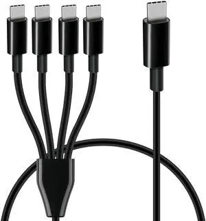 BUCIER Short USB C Splitter Multi Charging Cable, USB C Male to 4 Type-C Male Charge Cable, 4 in 1 Charging Cord Compatible with Mobile/Android and More (Black-0.5m-4C)