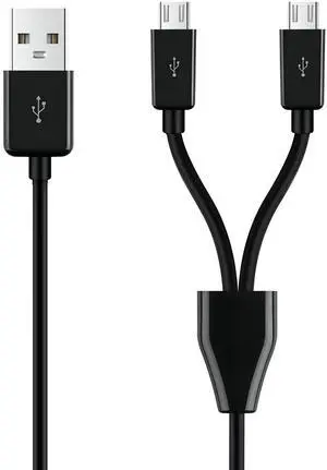 BUCIER 2 in 1 USB A to Dual Micro USB Charging & Sync Adapter Cable - 0.2m, Black