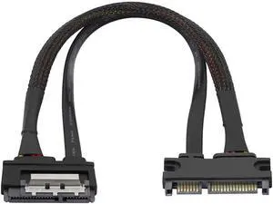 BUCIER 22Pin SATA Power Extension Cable,22 Pin7+15 Sata Male to Female Data and Power Combo Extension Cable with Locking Latch,for HDD,SSD,Optical Drives, DVD Burners, PCI Cards-0.3M(6Gbps/s)