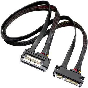 BUCIER 22Pin SATA Power Extension Cable,22 Pin7+15 Sata Male to Female Data and Power Combo Extension Cable with Locking Latch,for HDD,SSD,Optical Drives, DVD Burners, PCI Cards-50CM(6Gbps/s)