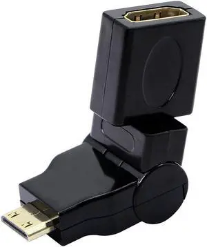 BUCIER Swivel Angle Mini HDMI to HDMI Adapter, 90 180 360 Degree Rotating and Swivel Twist Mini HDMI Male to HDMI Female Converter Gold Plated 3D 2K for Camera, Camcorder, DSLR, Tablet, Video Card