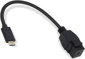BUCIER USB-C Keystone Jack Adapter, Male to Female, Panel Mount, USB-C Pigtail Extension, Keystone-to-Cable Converter, Black