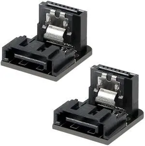 BUCIER Right Angle SATA 7Pin Female to 7pin Male Adapter,90 Degree SATA 7pin Converter Mainboard Motherboard for Desktops SSD HDD (Black - 2 Up)  2 PCS