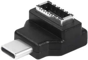 BUCIER USB 3.1 Type E to Type C Extension Adapter,(5Gbps) Internal Connector,Right Angle USB C Male to Type E Female Adapter CompatibileUSB3.0 -Black