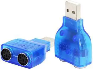 BUCIER USB to PS2 AdapterUSB to Dual PS/2 Keyborad & Mouse Converter Cable for Laptop PC Computer - Blue 2 Pack