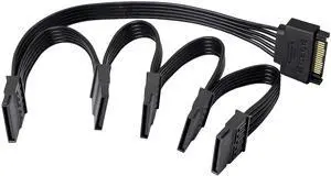 BUCIER 15Pin SATA Male to 5 SATA Female Power Splitter Adapter Cable Extension Y-Cable for HDDSSD Hard Disk