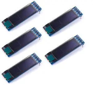 BUCIER 0.91 inch OLED LCD Display Module SSD1306 IIC 128x32 LCD OLED Screen 3.3V~5V 4PIN for Arduino White 5PCS