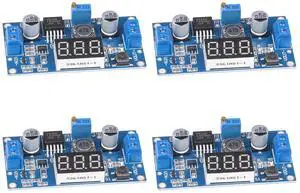 BUCIER LM2596 LM2596S DC-DC Buck Converter - Voltage Adjustable 4.0-40V to 1.25-37V 2A Power Supply Module with LED Voltmeter Display (Pack of 4)