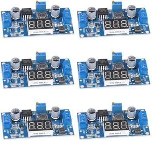 BUCIER LM2596 LM2596S DC-DC Buck Converter Voltage Adjustable 4.0-40V to 1.25-37V 2A Power Supply Module with LED Voltmeter Display (Pack of 6pcs)
