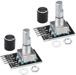 BUCIER KY-040 Rotary Encoder Module 360 Degree Switch Encoders with Knob Cap Brick Sensor Modules (Pack of 2pcs)