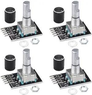 BUCIER KY-040 Rotary Encoder Module 360 Degree Switch Encoders with Knob Cap Brick Sensor Modules (Pack of 4pcs)